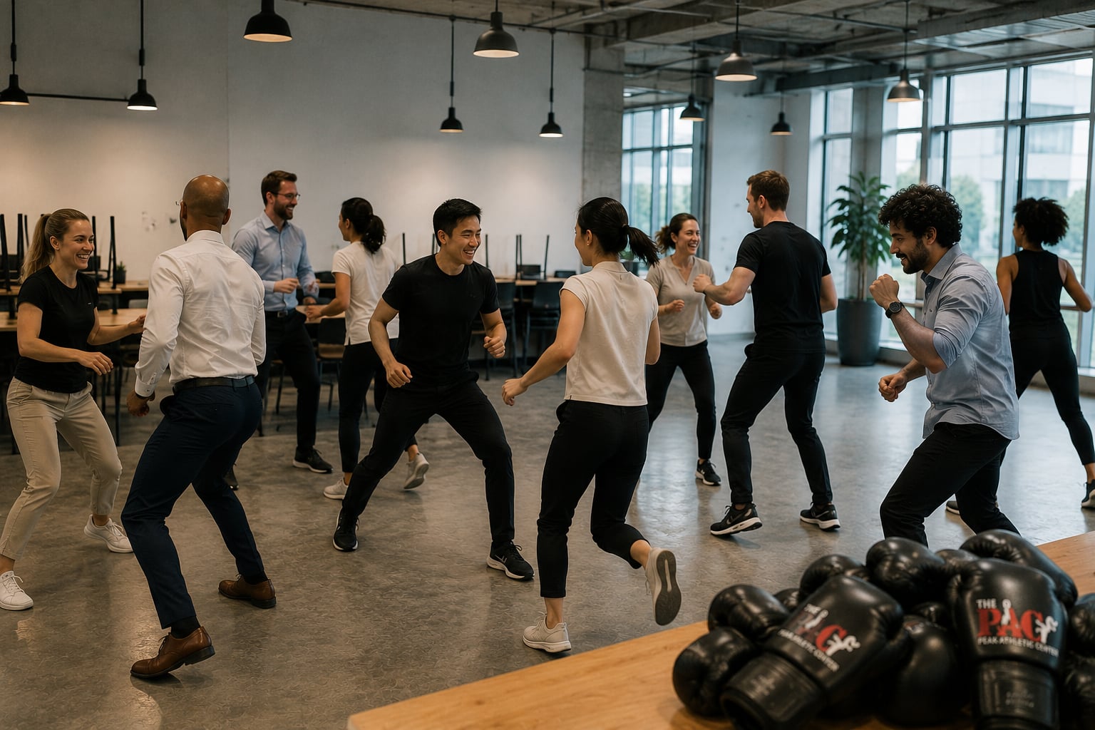 Firmentraining in einer Cafeteria